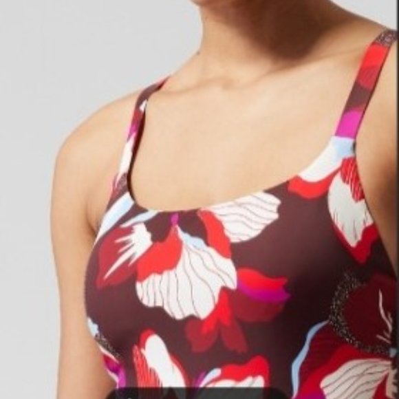 Athleta Hermosa One Piece Swimsuit SZ M/P Chocolate Floral print NWT - Picture 2 of 3